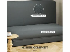 Sale Sofá cama plegable 3 en 1, funda de terciopelo, espuma gruesa, oscuro (270 x 138 x 10 cm) Gris