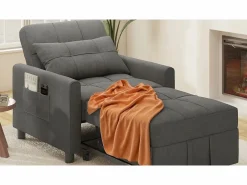 Discount Sofá Cama Plegable Bealife - Sillón Individual Convertible en Chaise Longue con Almohadilla Ajustable, Almacenamiento Integrado y Ruedas Gris antracita