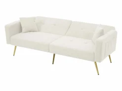 Clearance Sofá cama recto de 2 plazas en sherpa blanca, respaldo abatible en 3 posiciones - 175x64x72cm Sofá Cama
