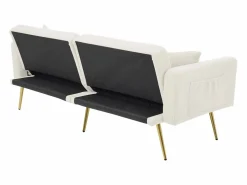 Clearance Sofá cama recto de 2 plazas en sherpa blanca, respaldo abatible en 3 posiciones - 175x64x72cm Sofá Cama