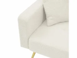 Clearance Sofá cama recto de 2 plazas en sherpa blanca, respaldo abatible en 3 posiciones - 175x64x72cm Sofá Cama