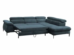 Vente-unique Sofá cama rinconera de tela verde azulado - Ángulo derecho - SEPINA de Pascal Morabito
