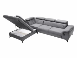 Hot Vente-unique Sofá cama rinconera de terciopelo SAMARA de Pascal Morabito Gris claro
