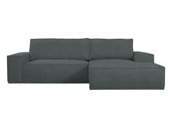 Outlet Vente-unique Sofá cama rinconera derecha de pana - AMELIA Gris antracita