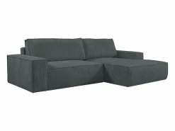Outlet Vente-unique Sofá cama rinconera derecha de pana - AMELIA Gris antracita