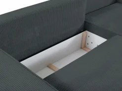 Outlet Vente-unique Sofá cama rinconera derecha de pana - AMELIA Gris antracita
