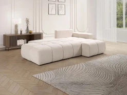 Vente-unique Sofá cama rinconera derecha de tela TRIMALDI