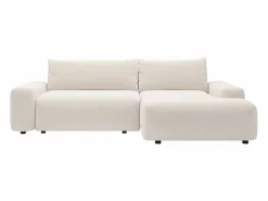 Online Vente-unique Sofá cama rinconera derecha en tela texturizada color DAVISO Crema