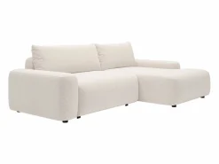 Online Vente-unique Sofá cama rinconera derecha en tela texturizada color DAVISO Crema