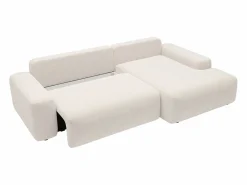 Online Vente-unique Sofá cama rinconera derecha en tela texturizada color DAVISO Crema