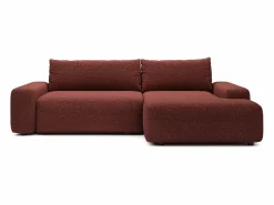 Vente-unique Sofá cama rinconera derecha en chenilla burdeos DAVISO