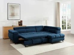 Vente-unique Sofá cama rinconera derecha de terciopelo NIACATO