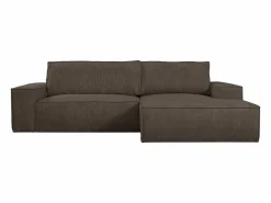 Discount Vente-unique Sofá cama rinconera derecha de pana marrón - AMELIA de Pascal Morabito Marru00f3n