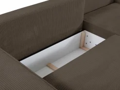 Discount Vente-unique Sofá cama rinconera derecha de pana marrón - AMELIA de Pascal Morabito Marru00f3n