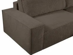 Discount Vente-unique Sofá cama rinconera derecha de pana marrón - AMELIA de Pascal Morabito Marru00f3n