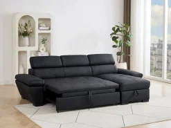 Sale LINEA SOFA Sofá cama rinconera derecha de cuero JONOVA Negro