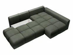 Clearance Vente-unique Sofá cama rinconera derecha en tela texturizada MINTURNO Verde