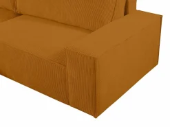 Vente-unique Sofá cama rinconera derecha de pana AMELIA Naranja claro