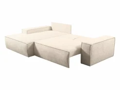 New Vente-unique Sofá cama rinconera en tela bouclé AMELIA de PASCAL MORABITO - Angle Gauche Beige