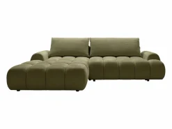 Outlet Vente-unique Sofá cama rinconera izquierda en chenilla beige FARNETA Verde