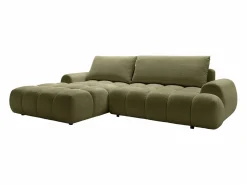 Outlet Vente-unique Sofá cama rinconera izquierda en chenilla beige FARNETA Verde