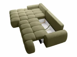 Outlet Vente-unique Sofá cama rinconera izquierda en chenilla beige FARNETA Verde