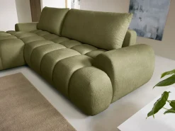 Outlet Vente-unique Sofá cama rinconera izquierda en chenilla beige FARNETA Verde