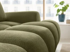 Outlet Vente-unique Sofá cama rinconera izquierda en chenilla beige FARNETA Verde