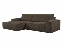 Best Vente-unique Sofá cama rinconera izquierda de pana marrón - AMELIA de Pascal Morabito Marru00f3n