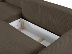 Best Vente-unique Sofá cama rinconera izquierda de pana marrón - AMELIA de Pascal Morabito Marru00f3n