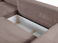Vente-unique Sofá cama rinconera izquierda de pana - AMELIA
