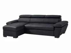 Best LINEA SOFA Sofá cama rinconera izquierda de cuero JONOVA Negro