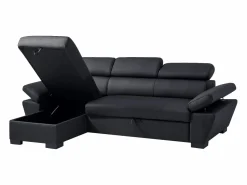 Best LINEA SOFA Sofá cama rinconera izquierda de cuero JONOVA Negro