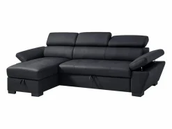 Best LINEA SOFA Sofá cama rinconera izquierda de cuero JONOVA Negro