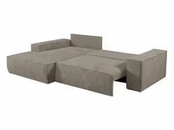 Outlet Vente-unique Sofá cama rinconera izquierda de pana color AMELIA Topo