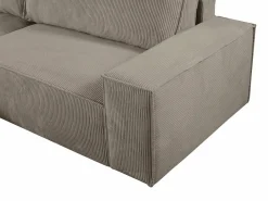 Outlet Vente-unique Sofá cama rinconera izquierda de pana color AMELIA Topo