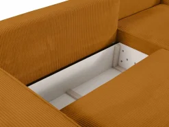Vente-unique Sofá cama rinconera izquierda de pana AMELIA