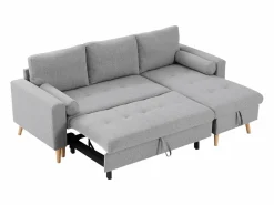 Vente-unique Sofá cama rinconera reversible de tela con arcón KORI