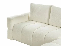 Vente-unique Sofá cama rinconera reversible de tela de felpa crema ISSORO