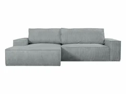 Clearance Sofá cama rinconera terciopelo canalé AMELIA - PASCAL MORABITO-Ángulo izquierdo Sofá De Terciopelo|Sofá - 4 Plazas