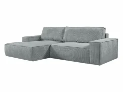 Clearance Sofá cama rinconera terciopelo canalé AMELIA - PASCAL MORABITO-Ángulo izquierdo Sofá De Terciopelo|Sofá - 4 Plazas