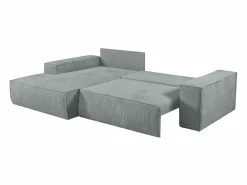 Clearance Sofá cama rinconera terciopelo canalé AMELIA - PASCAL MORABITO-Ángulo izquierdo Sofá De Terciopelo|Sofá - 4 Plazas