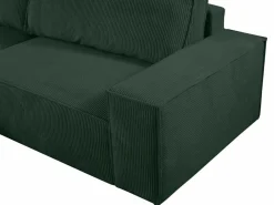 Online Vente-unique Sofá cama rinconera terciopelo canalé AMELIA - Ángulo izquierdo Verde pino