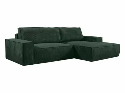 Vente-unique Sofá cama rinconera terciopelo canalé AMELIA - Ángulo derecho