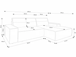 Vente-unique Sofá cama rinconera terciopelo canalé AMELIA - Ángulo derecho