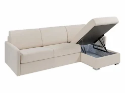 Online Vente-unique Sofá cama rinconera tipo italiano de tela cama de 160 cm lamas de 18 cm CALIFE Beige