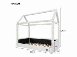 Merax Sofá cama tapizado - 90 x 200 cm - con luces LED + dosel - MDF -