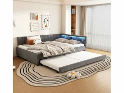 Sale Sofá cama 140x200 cm - con cama nido - con puertos USB + Type C - con iluminación LED - (colchón no incluido) Cama Diván|Cama Nido