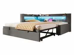 Sale Sofá cama 90x200 cm (180 x 200 cm) - con cama nido - con USB + Type-C - con iluminación LED - ​ (colchón no incluido) Cama Diván|Cama Con Almacenaje