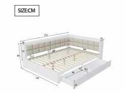 Outlet sofá cama 140x200 cm con 2 cajones de almacenamiento y somier de láminas, blanca - sin colchón Cama Diván